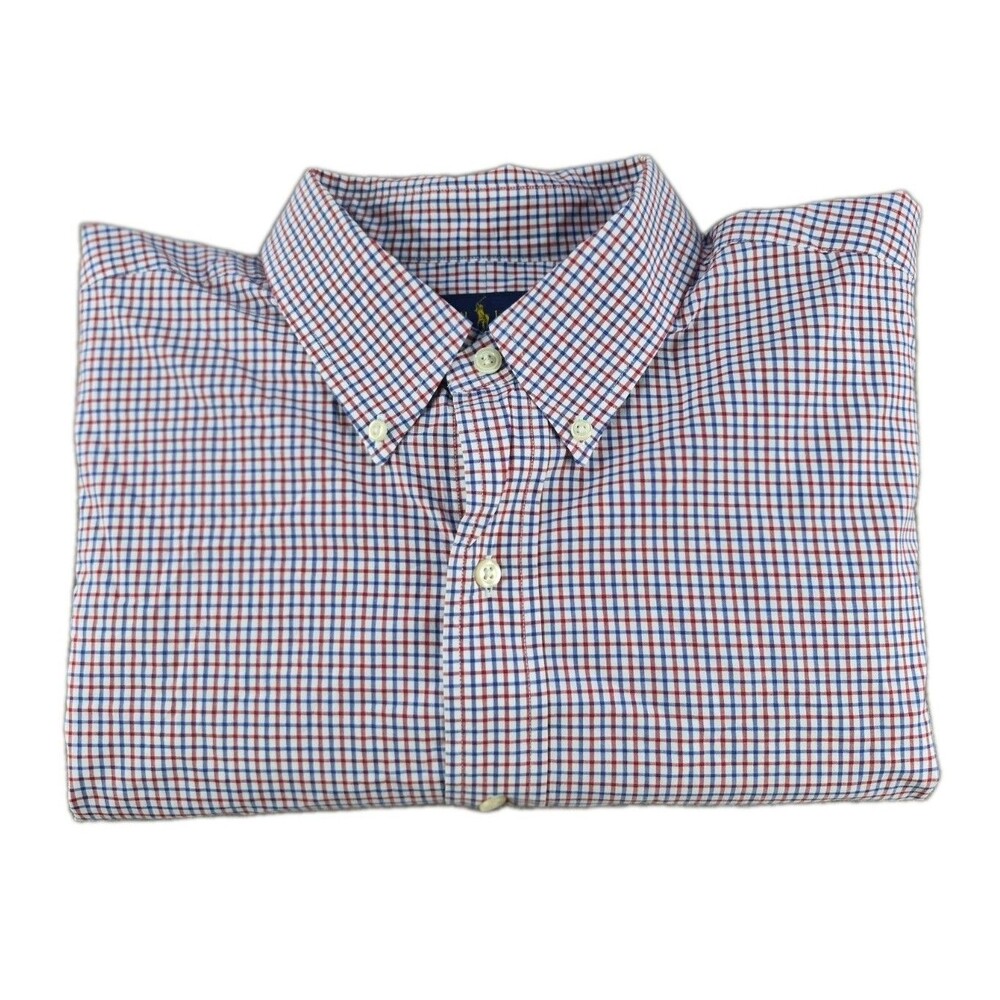 Ralph Lauren Dress Shirt Men Sz XLT Multicolor Check Cotton Stretch Long Sleeve